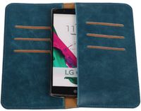 Best Cases Panda Best Cases Blauw Pull-up Large Pu portemonnee wallet voor LG K8