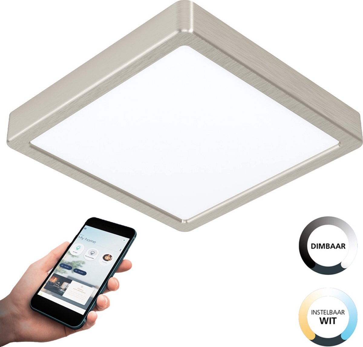 EGLO Connect EGLO connect.z Fueva-Z Smart Opbouwlamp - 21 cm - Grijs/Wit - Instelbaar wit licht - Dimbaar - Zigbee