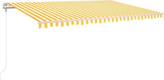 vidaXL Luifel automatisch met LED en windsensor 500x300 cm geel en wit