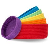 Kleine Regenboog Kleine opbergmanden voor het organiseren, 6 stuks ronde katoenen touwbakken, decoratieve en schattige geweven manden voor slaapkamer en kast, sleutelbak, woondecoratie aanrecht organizer