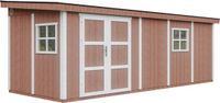 Timbela M941-REDWOOD RED - LP SmartSide Tuinhuis op houtbasis - 14,3 m² - 648x248xH231 cm - met vloer en verf