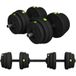 Ensemble d'haltères avec barre et poids, 25 kg, antidérapant, respectueux du sol, noir/vert