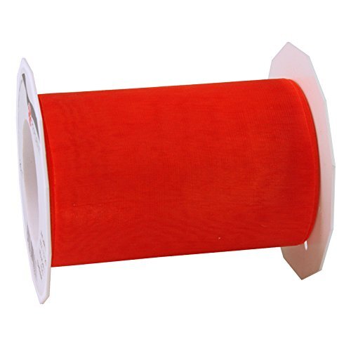 Präsent C.E. Pattberg Sheer Organza rood, 27 Yards Cadeauverpakking, 4,4 inch breedte, accessoires voor decoratie en handwerk, decoratie lint voor geschenken, voor elke gelegenheid, 112 mm-25 m