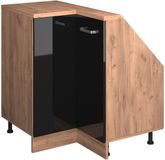 Vicco R-Line Hoekkeukenkast voor schuine wand – 75.6 cm met 1 deur Zwart hoogglans