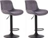 And OutdoorMatch Tabouret de bar Lonie - Gris noir - Set de 2 - Réglable en hauteur