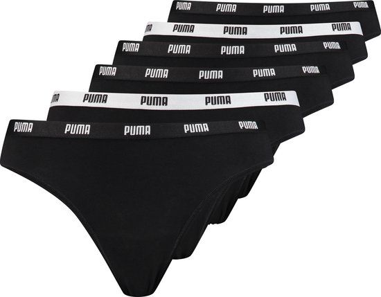 Puma 6-Pack Dames Strings - Katoen - Zwart - Maat M