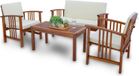 en.casa Tuinset Brissogne 4-delig houtkleurig en beige