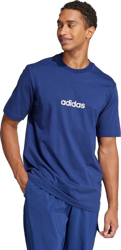 adidas Sportswear Essentials Linear Single Jersey T-shirt - Heren - Blauw - 2XL