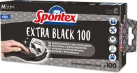 SPONTEX Extra Black Vinyl Wegwerphandschoenen, Maat M, 100 Stuks, Zwart