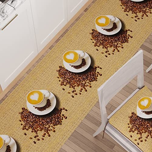 PETTI Artigiani Italiani - Keuken tapijt - Antislip en wasbaar - 52 x 380 cm - Design koffie 2 - Made in Italy