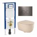 Geberit QeramiQ Dely Swirl Toiletset - Hangend toilet - Diepspoel - Zonder spoelrand - Inbouwreservoir - Gunmetal bedieningsplaat - Mat beige