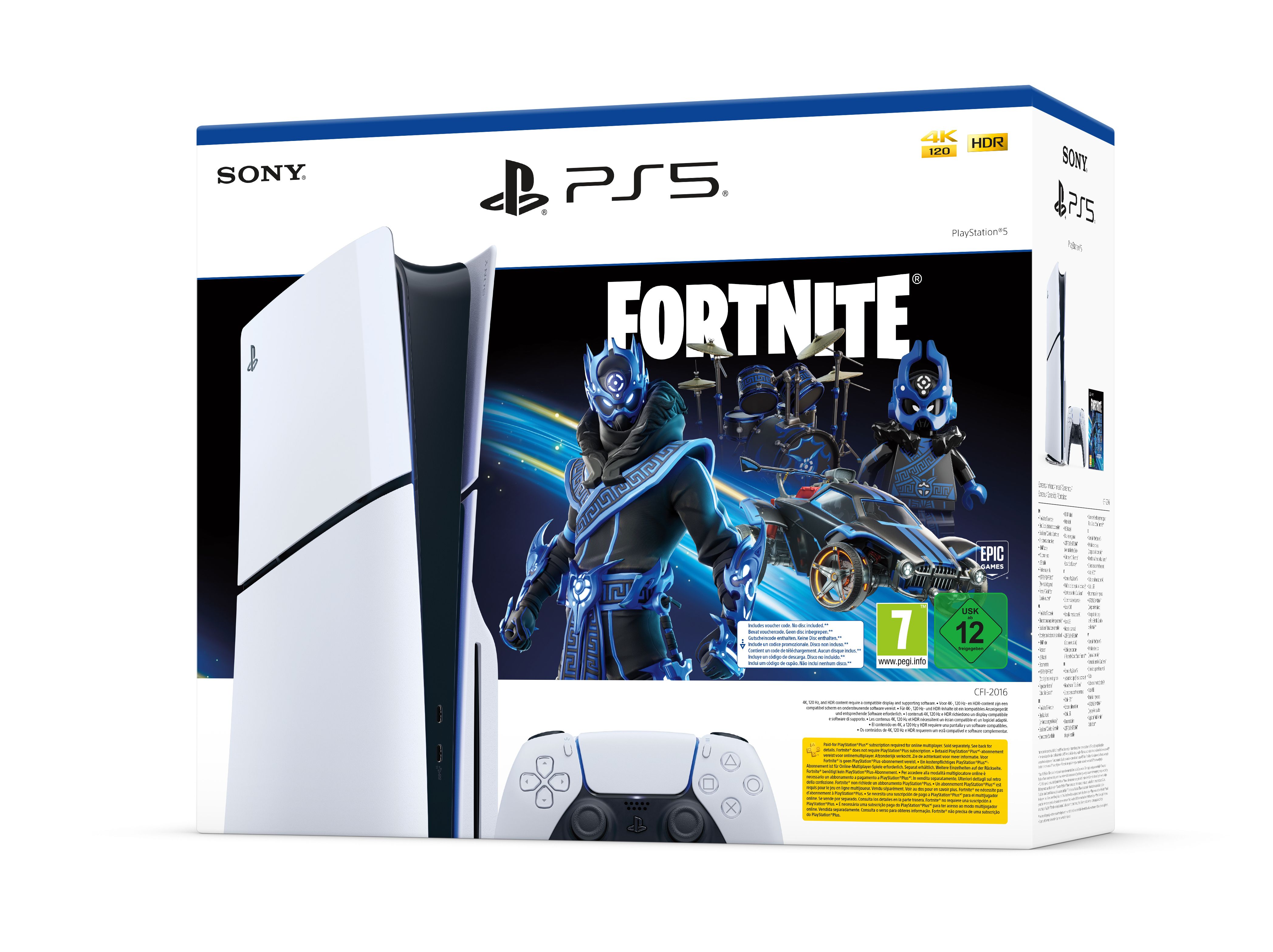 Sony Playstation PlayStation 5 Disc Edition - Slim – Fortnite® Cobalt Star-bundel - 1TB - Wit