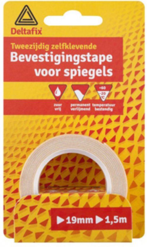 Deltafix tweezijdig zelfklevende tape voor spiegels 19mm x 1.5m