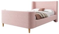StarTech Kinderbed - Enkel bed in glijbaanmodel - 90 x 200 cm - Roze - Fluweelbekleding - Houten frame - Opbergruimte - Zonder matras