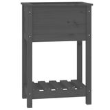 VidaXL Plantenbak met schap 54x34,5x81 cm massief grenenhout grijs