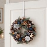 Merkloos Couronne de Noël - D33 cm - décorée - avec cintre de porte blanc - couronne de porte - couronne de sapin