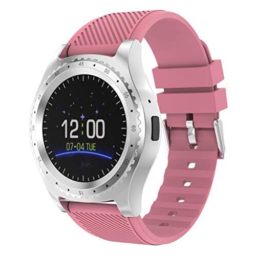 UKCOCO Smartwatch - 1 Pc Fashion Smart Horloge Zachte Siliconen Insteekbare Kaart Intelligente Sporthorloge Fitness Polsbandje (Roze Engels Patroon)