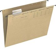 Q-Connect KF00555 UniReg/set van 25 hangmappen en accessoires voor DIN A4 bruin 250 g/m² organisatiedruk zwart met verwisselbare Blanco etiketten / metalen ophangrails