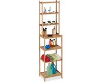Merkloos Relaxdays badkamerrek, bamboe, HxBxD 180 x 44 x 33 cm, 7 etages, staand rek voor keuken & badkamer, voorraadrek, naturel