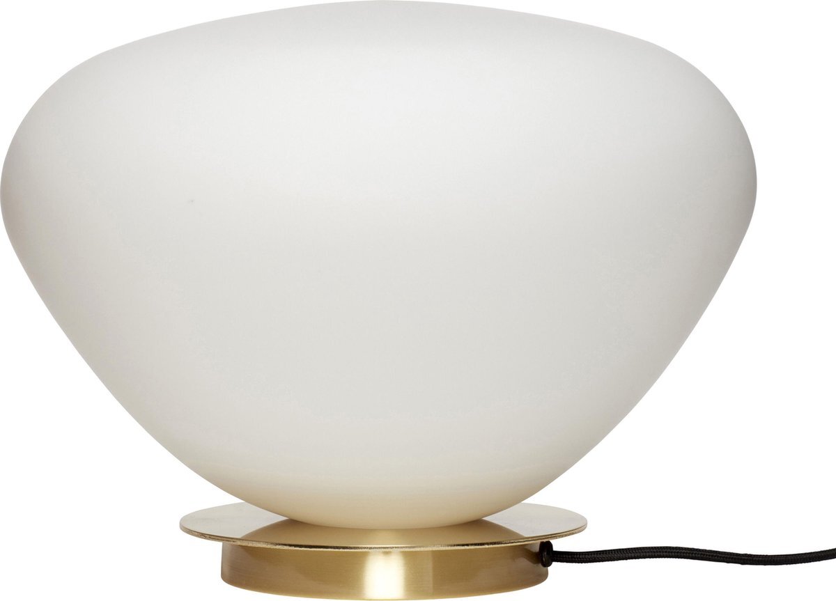 Hubsch Interior HÜBSCH INTERIOR - Tafellamp van melkglas met messing voet - ø39xh28cm
