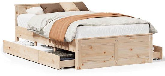 vidaXL Bedframe Grenenhout 135x190 cm