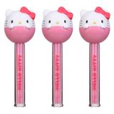 TAKE CARE LOLLIPOP 2-in-1 Hello Kitty | Aardbei lippenbalsem + fruitlipgloss | Maat 3D-speen Kawaii, hydraterend en glinsterend duo, beauty-accessoires voor meisjes, set van 3 stuks