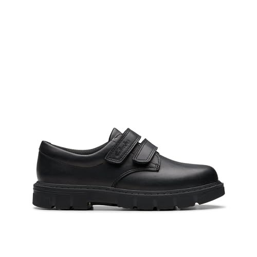 Clarks Lorcam Loop K Childrens Black Leather, 12.5