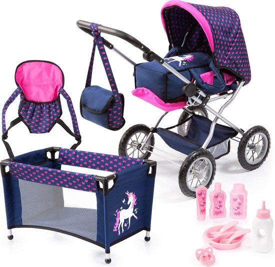 Bayer DESIGN Combi-poppenwagen Grande set - Blauw