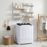 VidaXL Mini wasmachine met twin tub 3,6 kg zwart en wit