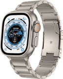 Strap-it Titanium schakel band - Geschikt voor Apple Watch bandje -Series 1/2/3/4/5/6/7/8/9/10/11/SE/SE2/SE3/Ultra (2/3) - Titanium - Band van titanium metaal met RVS vlindersluiting - Metalen iWatch bandje voor maat: 44mm / 45mm / 46mm / 49mm