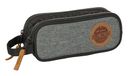 BLACKFIT8 Old School Dubbele mapje, recyclebare stof, etui voor kinderen, ideaal voor schoolleeftijd, comfortabel en veelzijdig, kwaliteit en duurzaamheid, 21 x 6 x 8 cm, Zwart/Grijs, M, Casual
