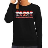 Bellatio Decorations Foute Kersttrui/sweater voor dames - miauwie kerstfeest - zwart - Kerst poesjes M