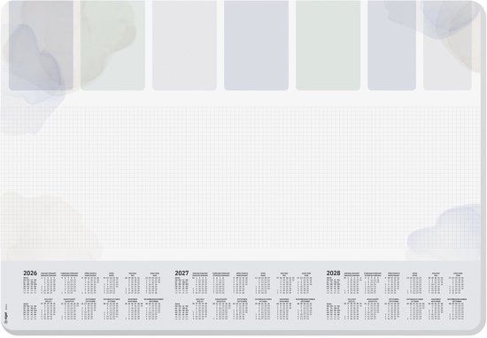 Sigel bureau onderlegger - formaat A2 - Pastel - met kalender 2026/2027/2028 - afgeronde hoeken - SI-H6312