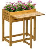 Jardinière surélevée avec pieds - Bac de culture surélevé - Plateau de travail rabattable - Bois massif peint - Doublure en non-tissé - 64 x 63 x 74,5 cm