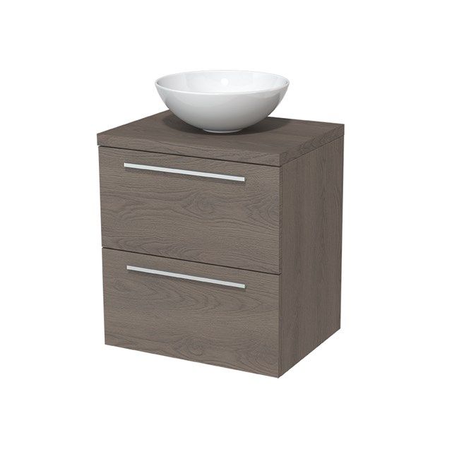 Maxaro Badkamermeubel Modulo Plato 60cm Donkerbruin Eiken 2 Lades