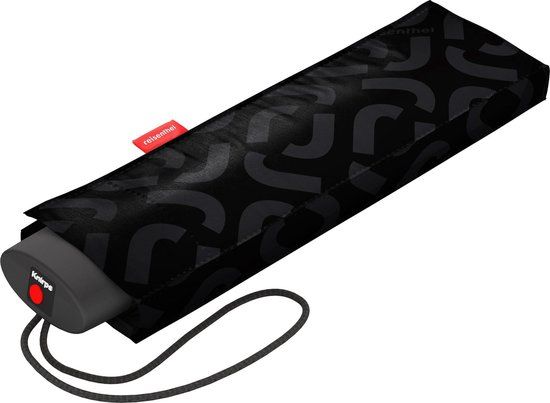 Reisenthel Umbrella Pocket Mini Opvouwbare Paraplu - Signature Black Hotprint Zwart