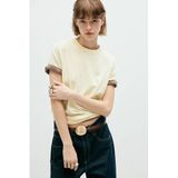 Mango top met krijtstreep - geel
