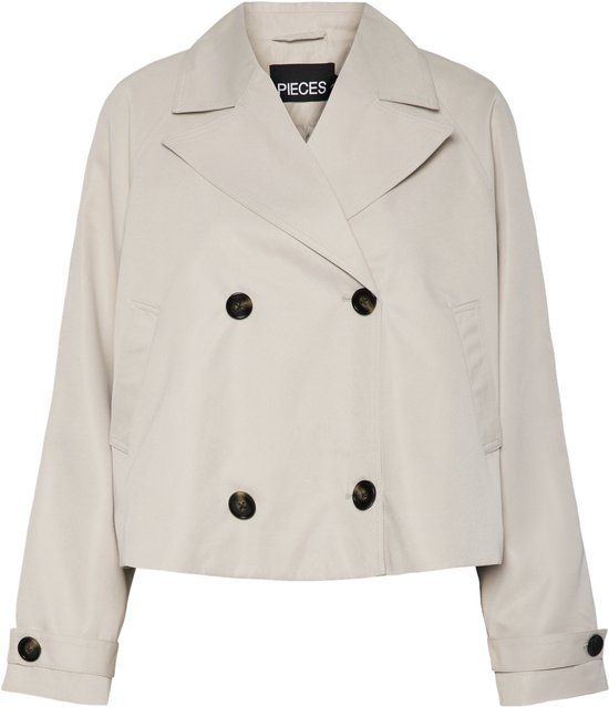 PIECES PCSCARLETT LS SHORT TRENCHCOAT NOOS Dames Trenchcoat - Silver Gray - S