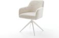 DELIFE Eetkamerstoel Greg-Flex kruisframe breed wit pluche crème-wit 360° draaibaar rocker-functie pocketveer kern