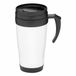 Thermosbeker - wit/zwart - 400 ml - dubbelwandig met schroefdop
