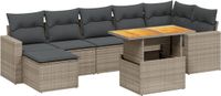 vidaXL 8-delige dining loungeset met kussens, polyrattan, grijs
