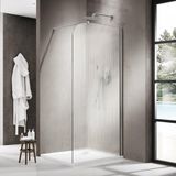 FortiFura Galeria Inloopdouche - 120x200cm - ribbel glas - geborsteld RVS