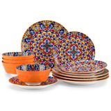 vancasso Service pour 4 personnes, 12 pièces, porcelaine, set combiné, style bohème