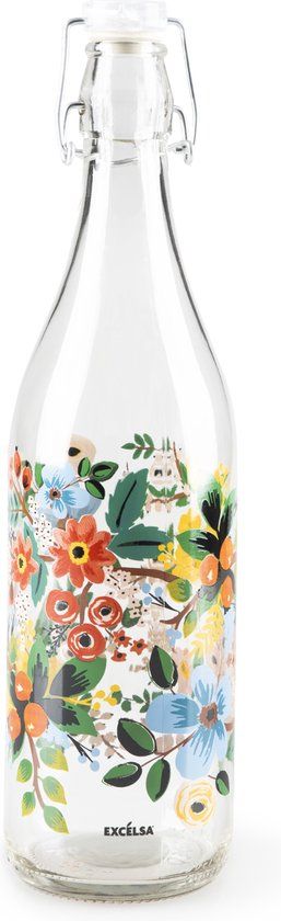 Excelsa 65217 Drinkfles 1000 ml Glas Meerkleurig, Transparant