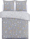 Vision Freya Housse de couette 200x200cm - Coton - Gris/Blanc/Orange - Fleurs - 2 Taies d'oreiller