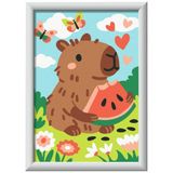 Ravensburger CreArt Serie E, Capibara Gloton, schilderen op nummer, afmetingen 13,20 x 9,50 cm, spelletjes voor kinderen 7 jaar, cadeau-ideeën, cadeau voor kinderen van 7 jaar