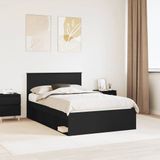 vidaXL Bedframe met hoofdeinde Zwart 120 x 200 cm Massief grenenhout