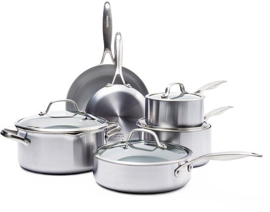 GreenPan Venice Pro Evershine 11-delige Pannenset - PFAS-vrij - Inductie - Zilver