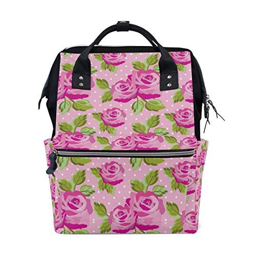 MONTOJ Donker roze rozen patroon canvas rugzak Travel Campus rugzak