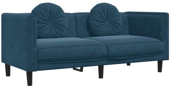 vidaXL Bank met kussens 2-zits fluweel blauw